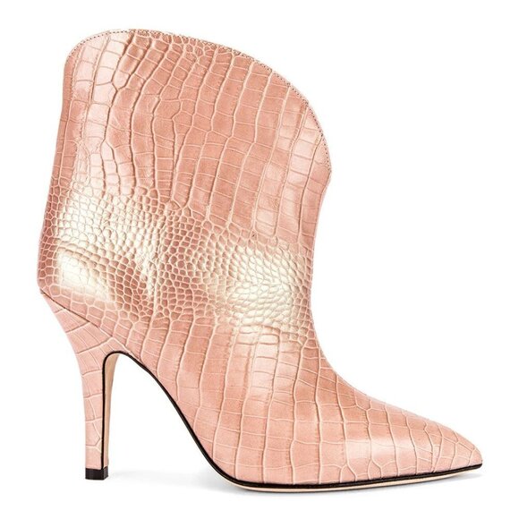 New PARIS TEXAS Iridescent Moc Croco Rounded Stiletto Ankle Boot Barbie Pink 8.5 - Picture 3 of 15